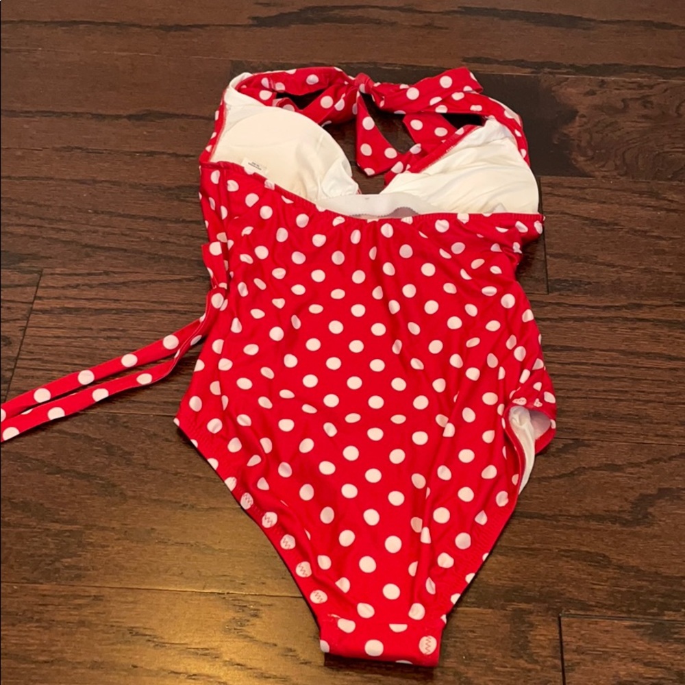 NEW ModCloth Red Polka Dot One Piece Swimsuit - Picture 4 of 4